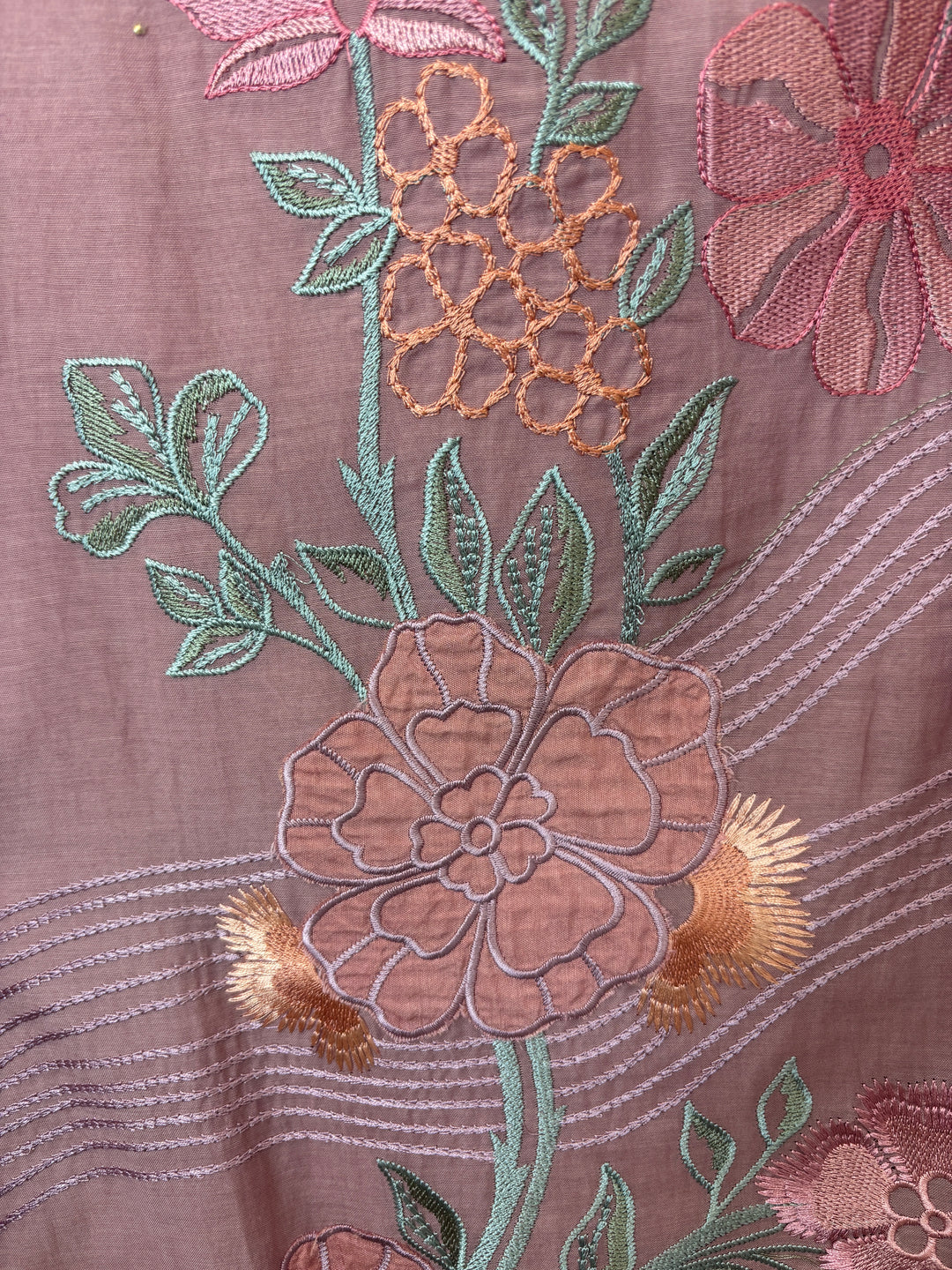 Pink Mul Cotton Embroidered Suit Set with Appliqué &amp; 3D Floral Work
