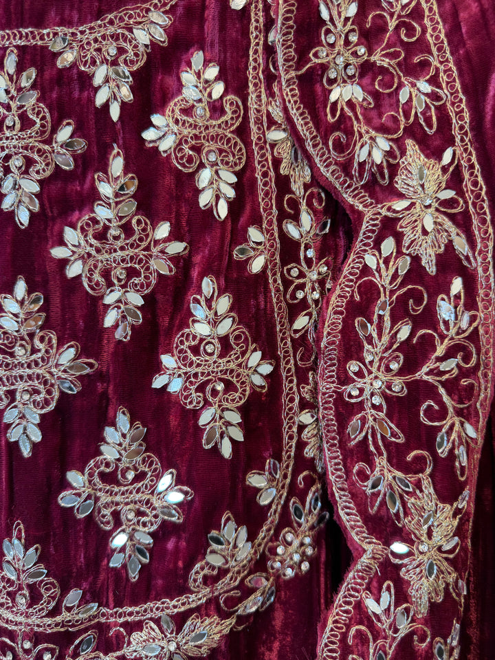 Gajari Pink Crushed Velvet Suit