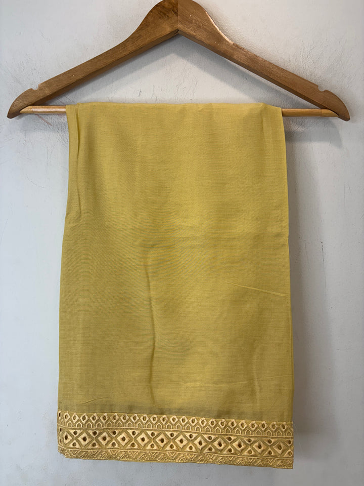 Yellow Mul Cotton Embroidered Suit Set with Appliqué &amp; 3D Floral Work