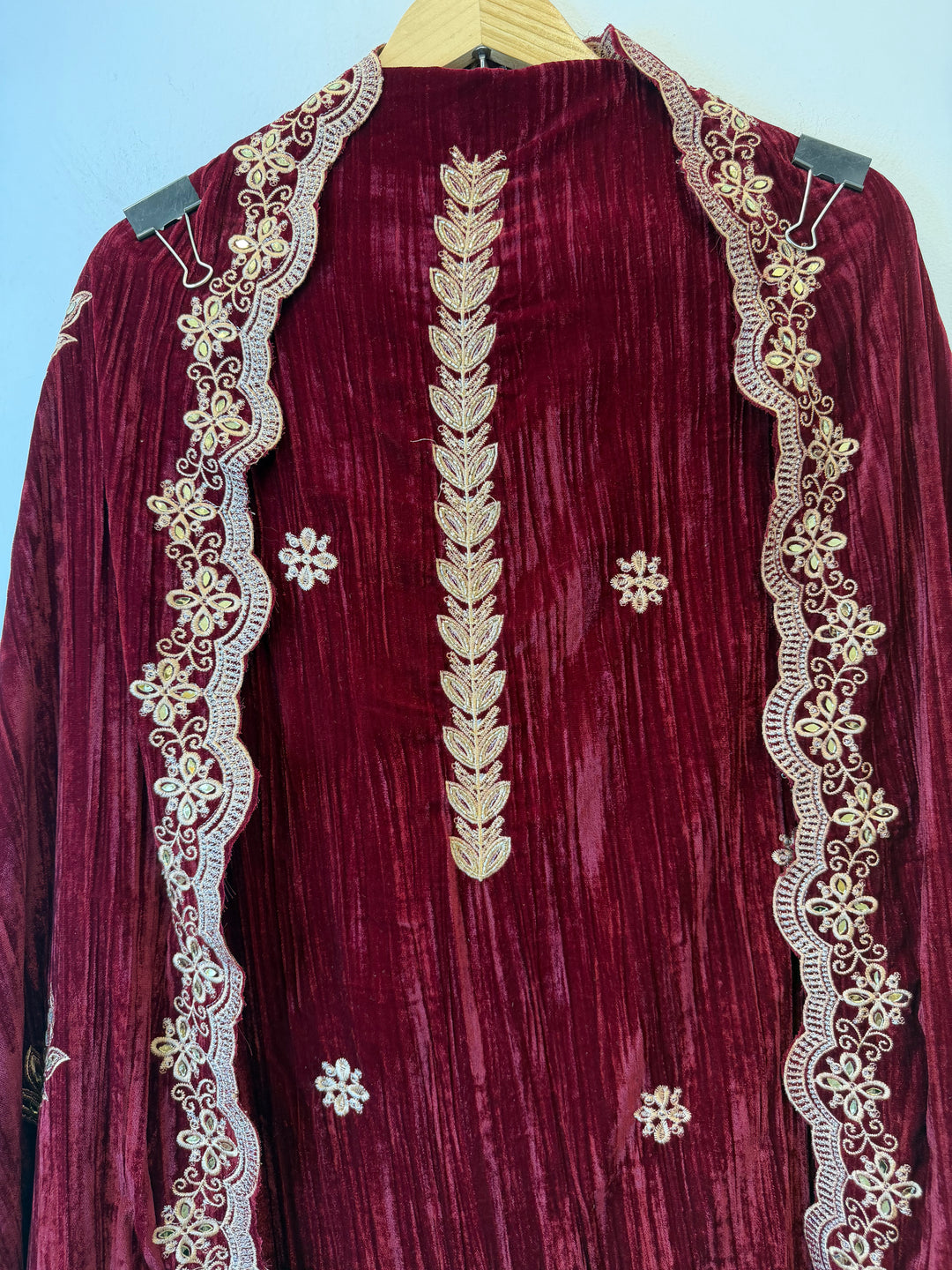 Inaayat – Maroon Thread &amp; Mirror Velvet Set