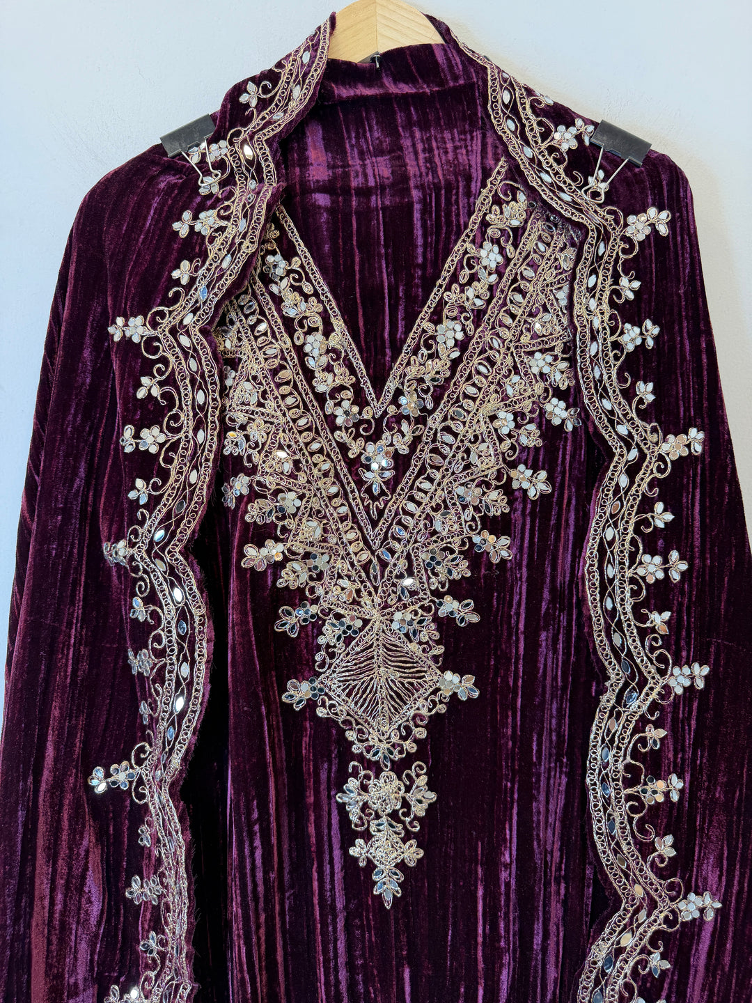Zareen – Crushed Velvet Mirror Work Suit