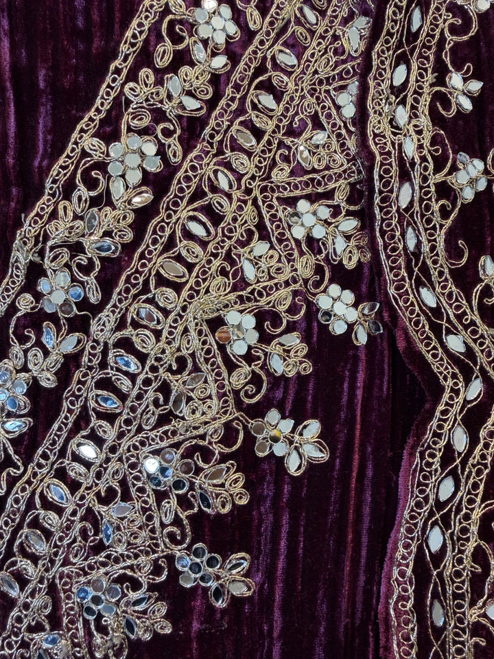 Zareen – Crushed Velvet Mirror Work Suit