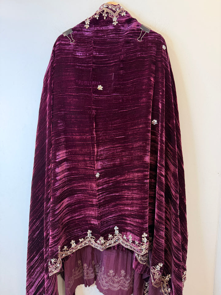Zareen – Crushed Velvet Mirror Work Suit