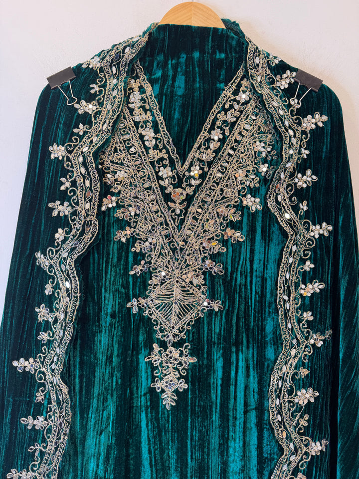 Zareen – Crushed Velvet Mirror Work Suit