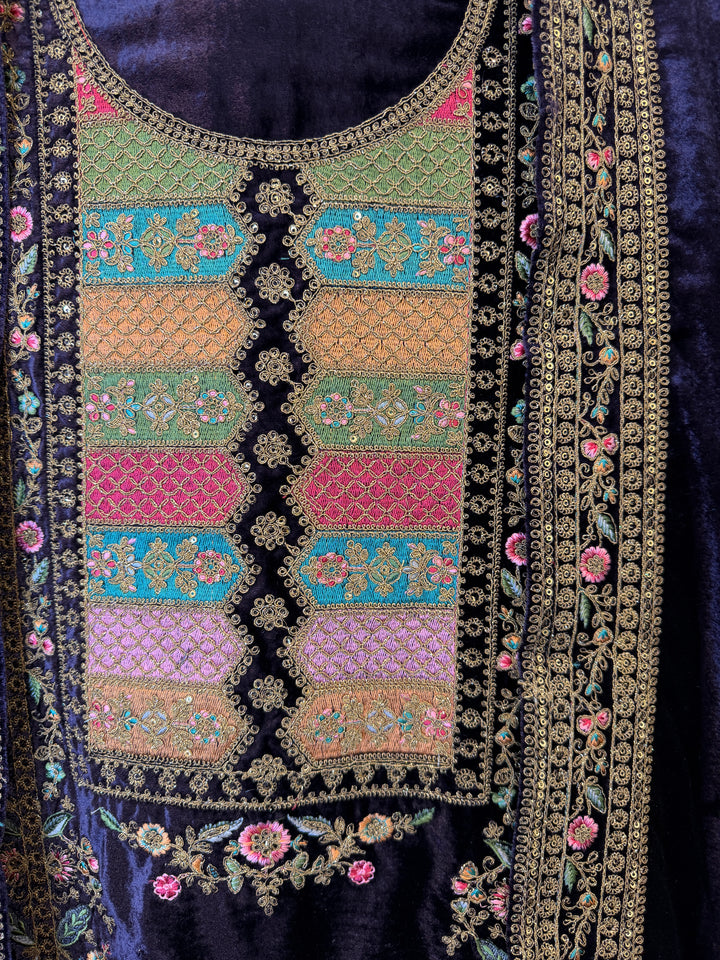 Mahel – Silk Velvet Threadwork Suit