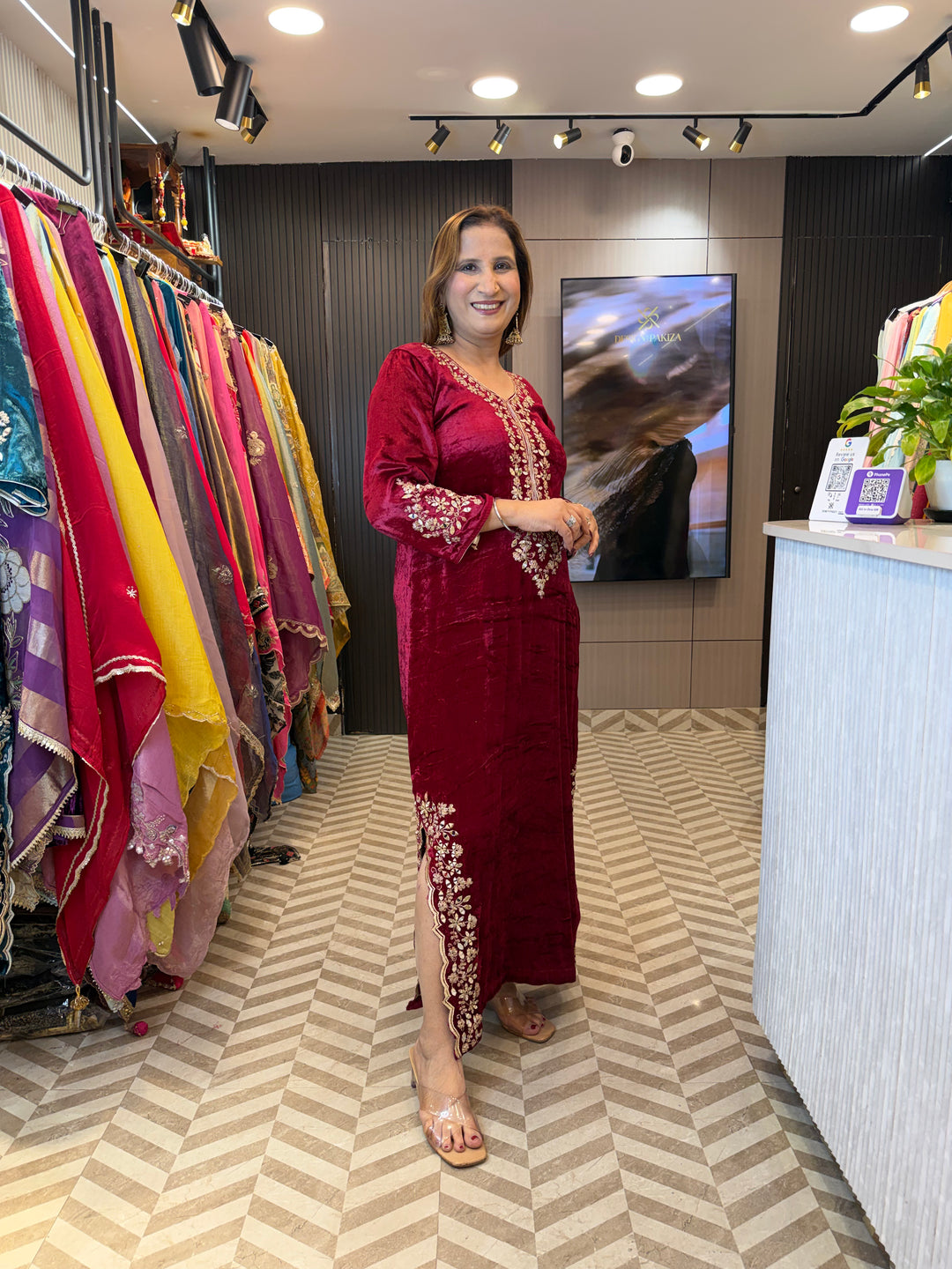 Selvyn – Velvet Mirror Work Dress