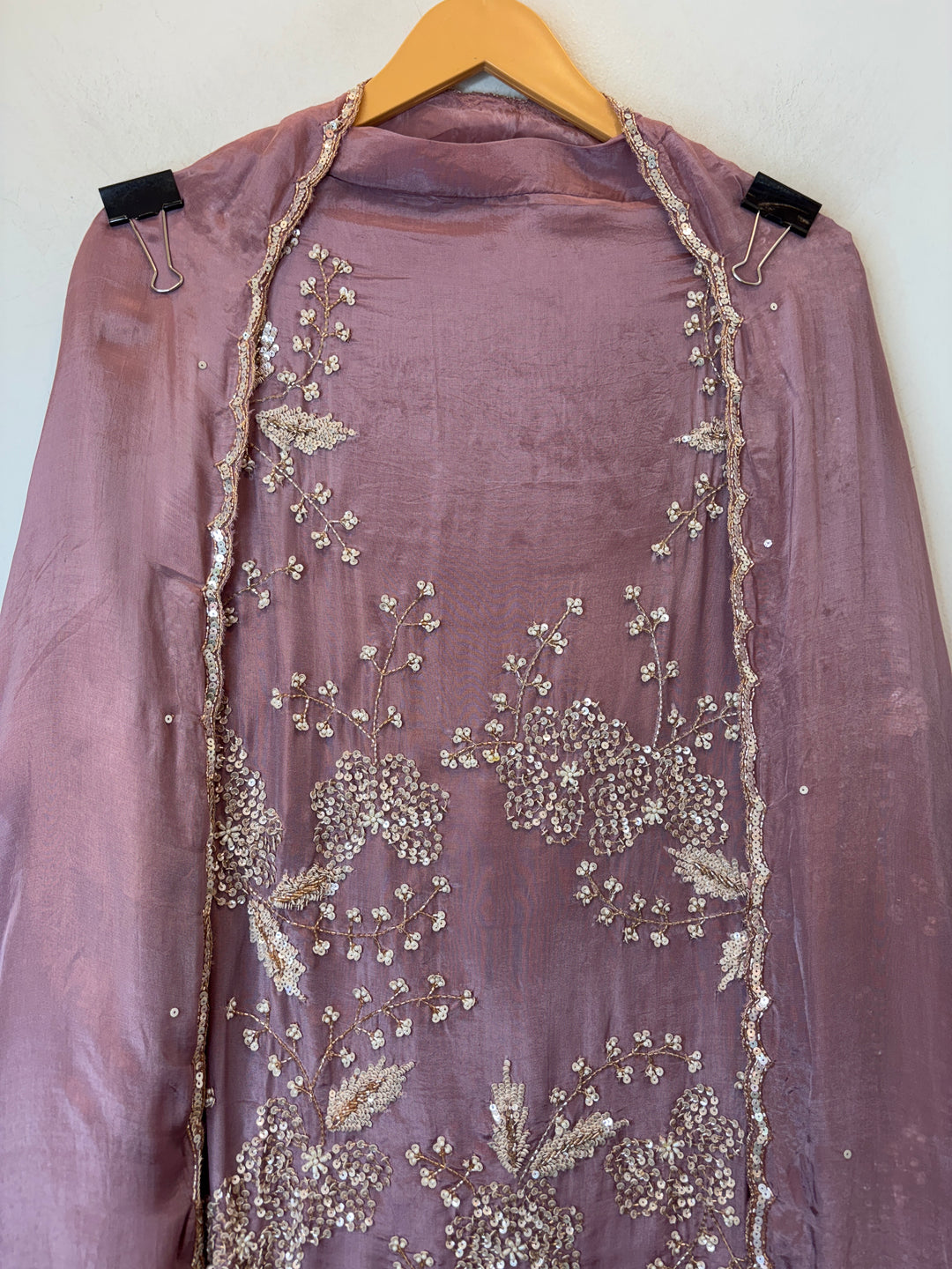 Pink Organza Handworked Suit Set with Cutdana &amp; Sequin Detailing