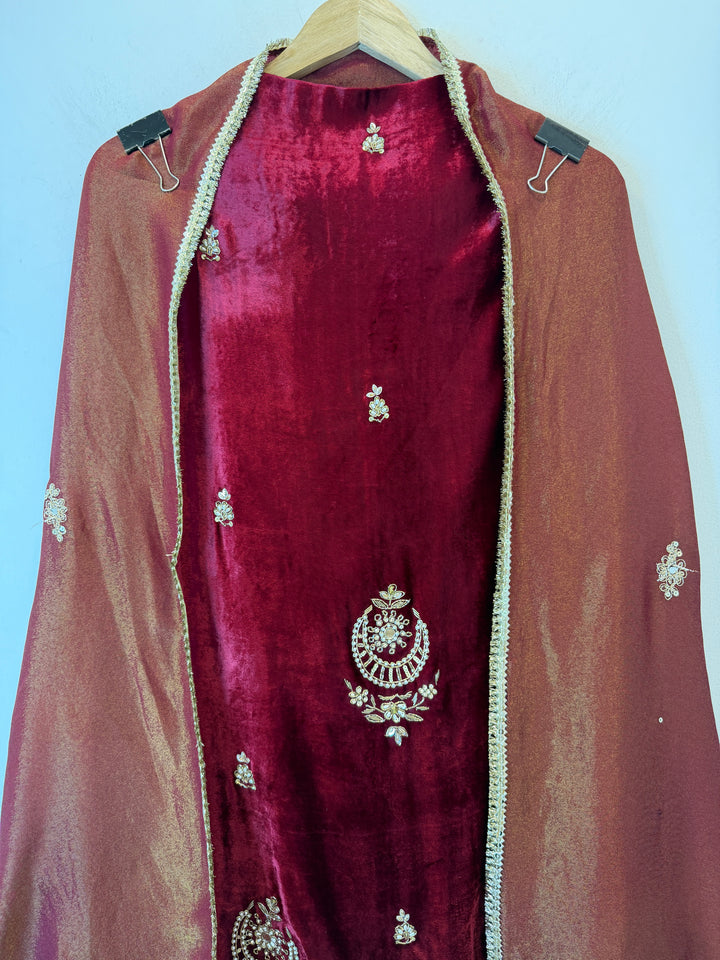 Mahveen – Velvet Pearl &amp; Dabka Suit