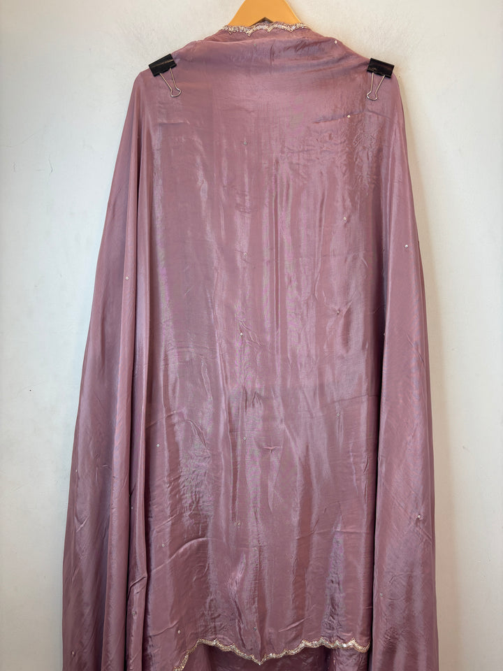 Pink Organza Handworked Suit Set with Cutdana &amp; Sequin Detailing