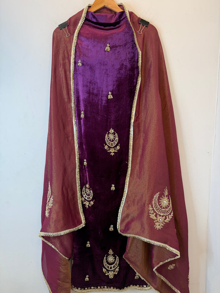 Mahveen – Velvet Pearl &amp; Dabka Suit