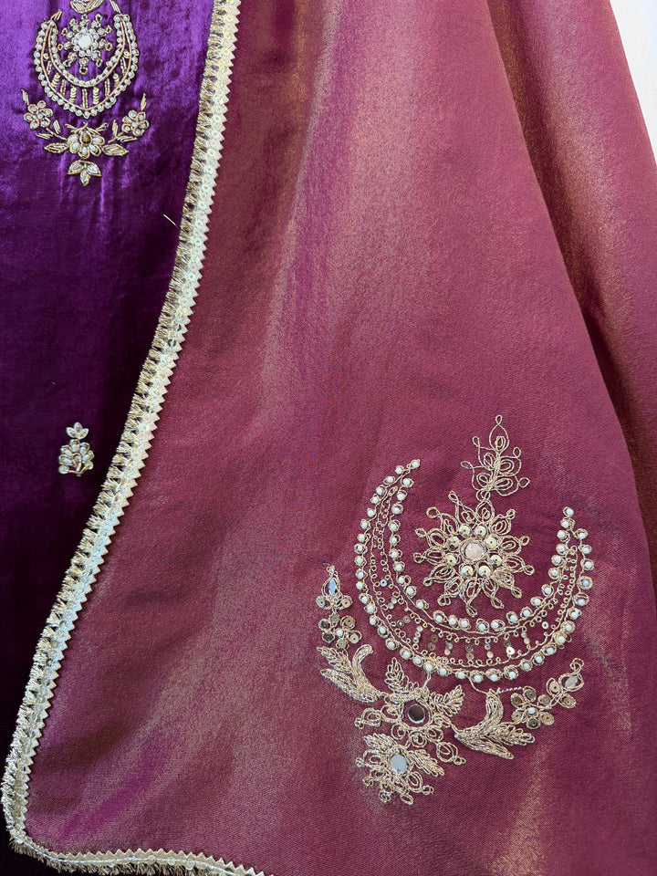 Mahveen – Velvet Pearl &amp; Dabka Suit