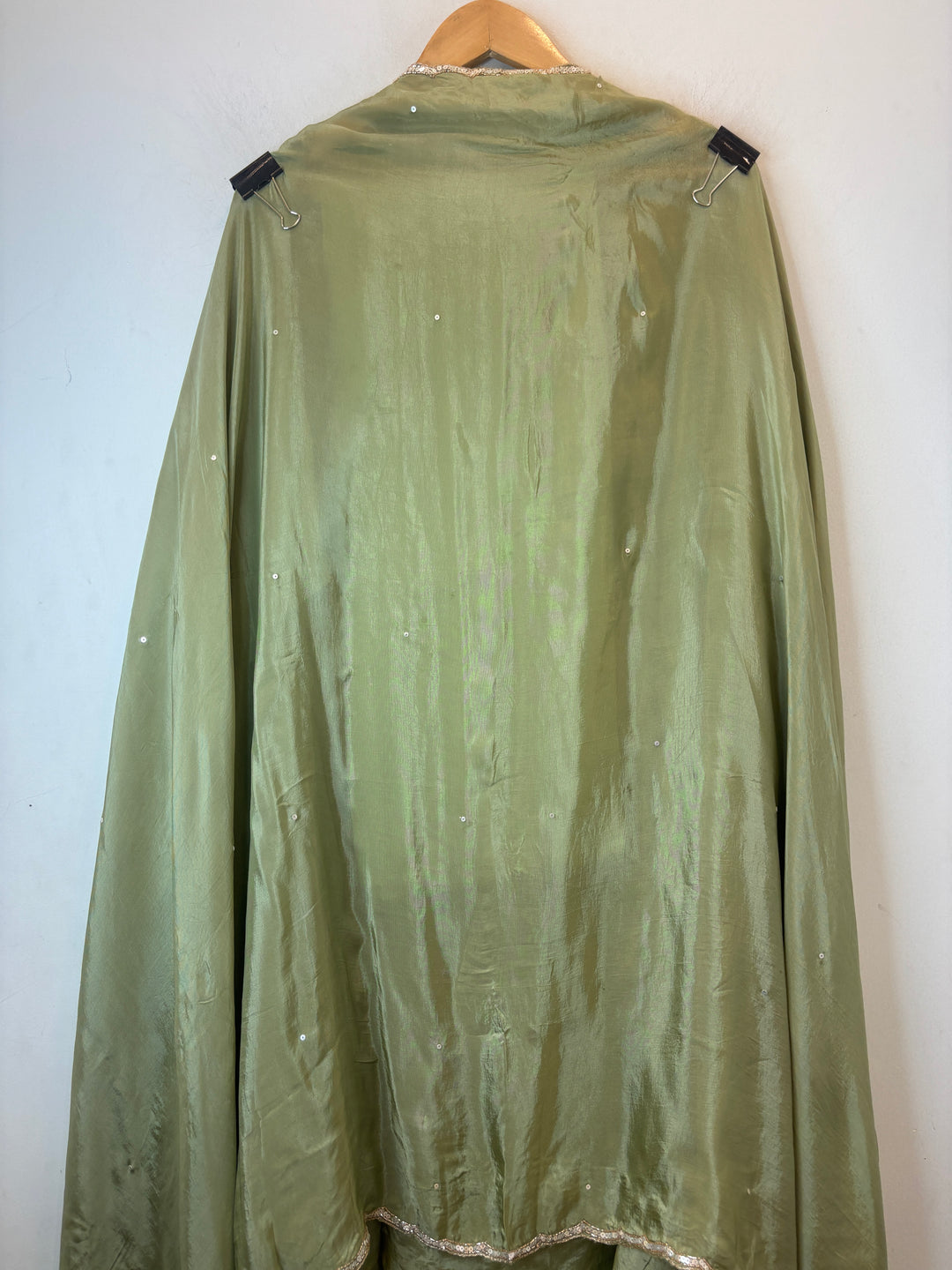 Green Organza Handworked Suit Set with Cutdana &amp; Sequin Detailing