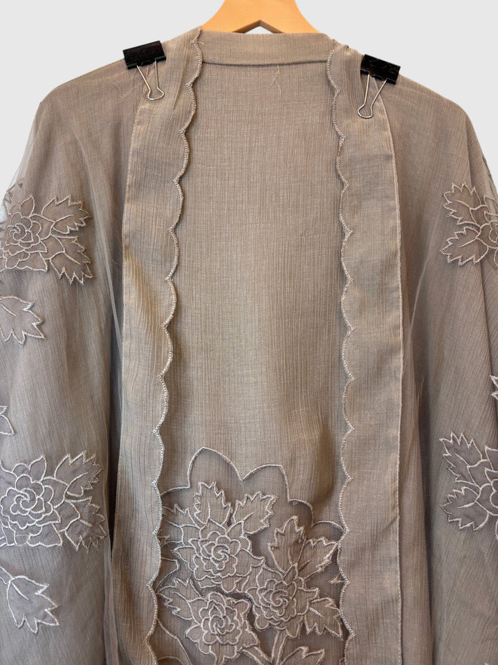 Brown Crush Mul Appliqué Suit Set with Cutwork Detailing