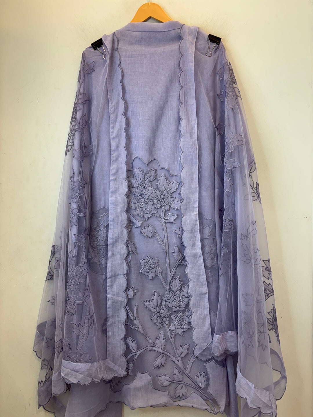 Purple Crush Mul Appliqué Suit Set with Cutwork Detailing