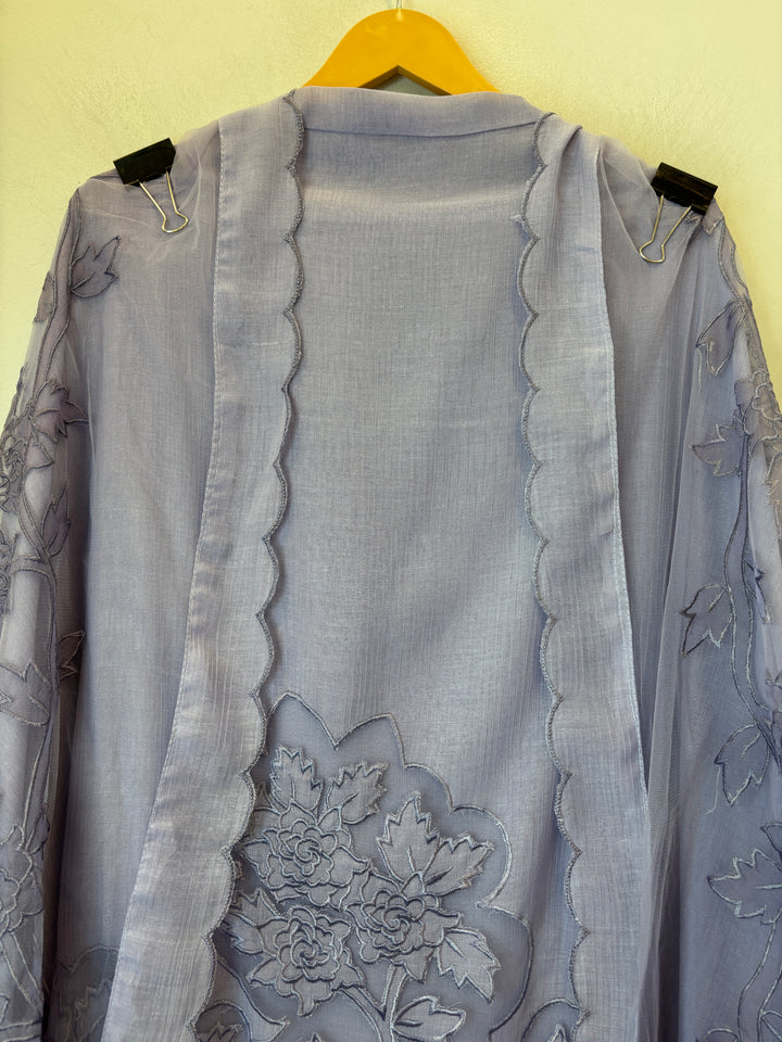 Purple Crush Mul Appliqué Suit Set with Cutwork Detailing