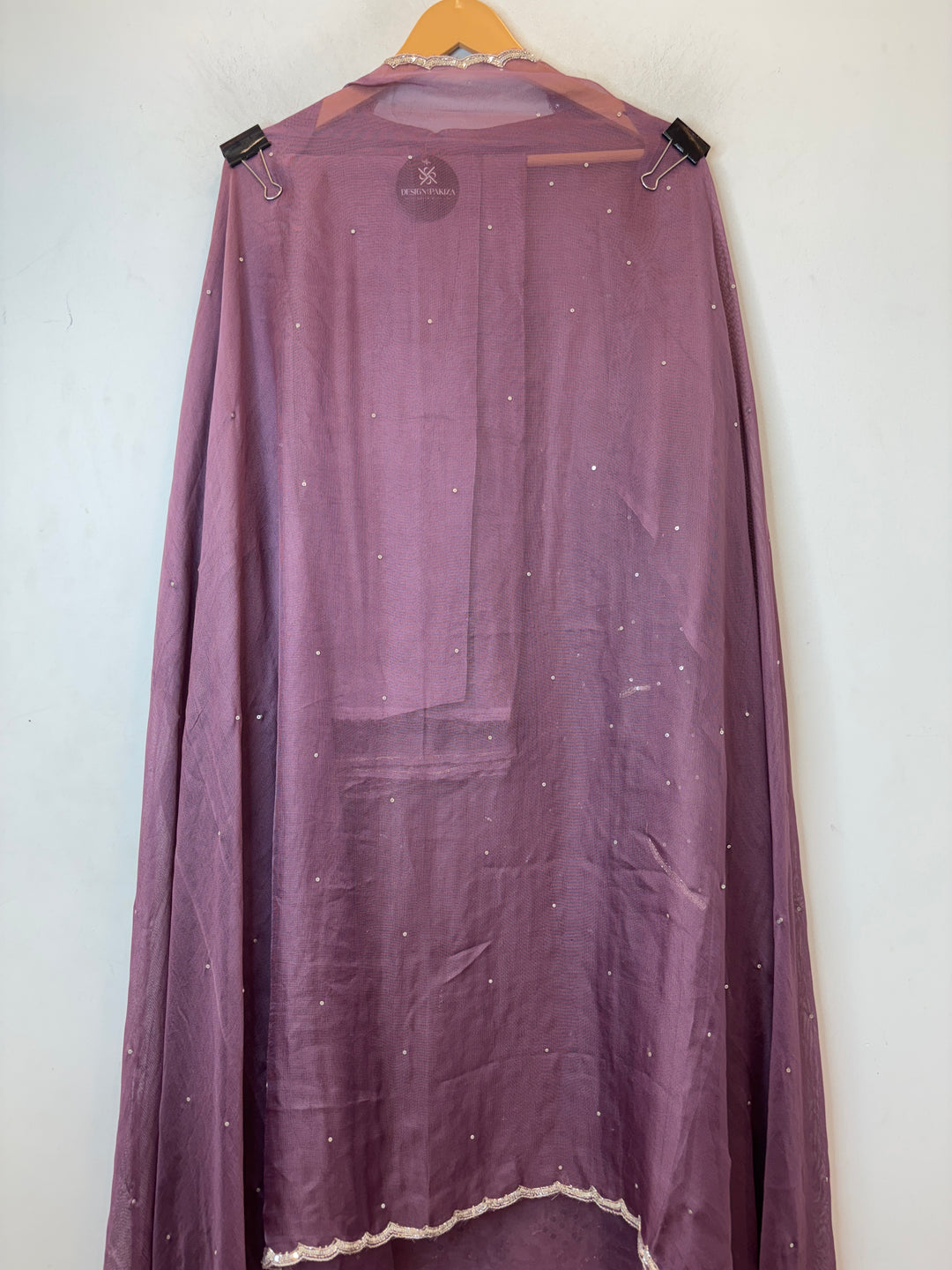 Wine Burberry Tissue Unstitched Suit Set with Heavy Embellishment