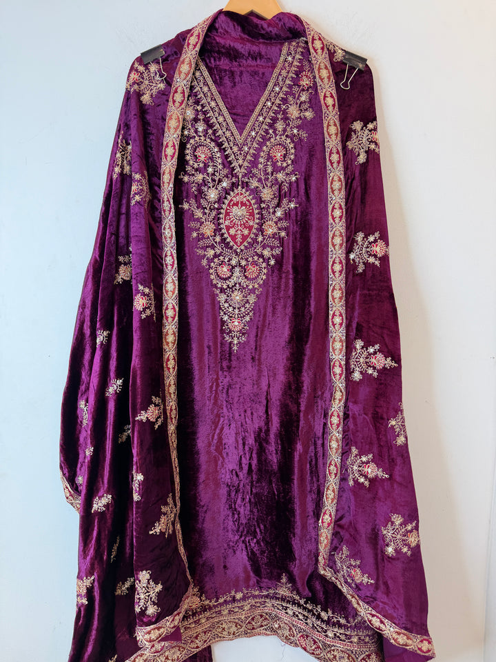Viara – Silk Velvet Zari Suit