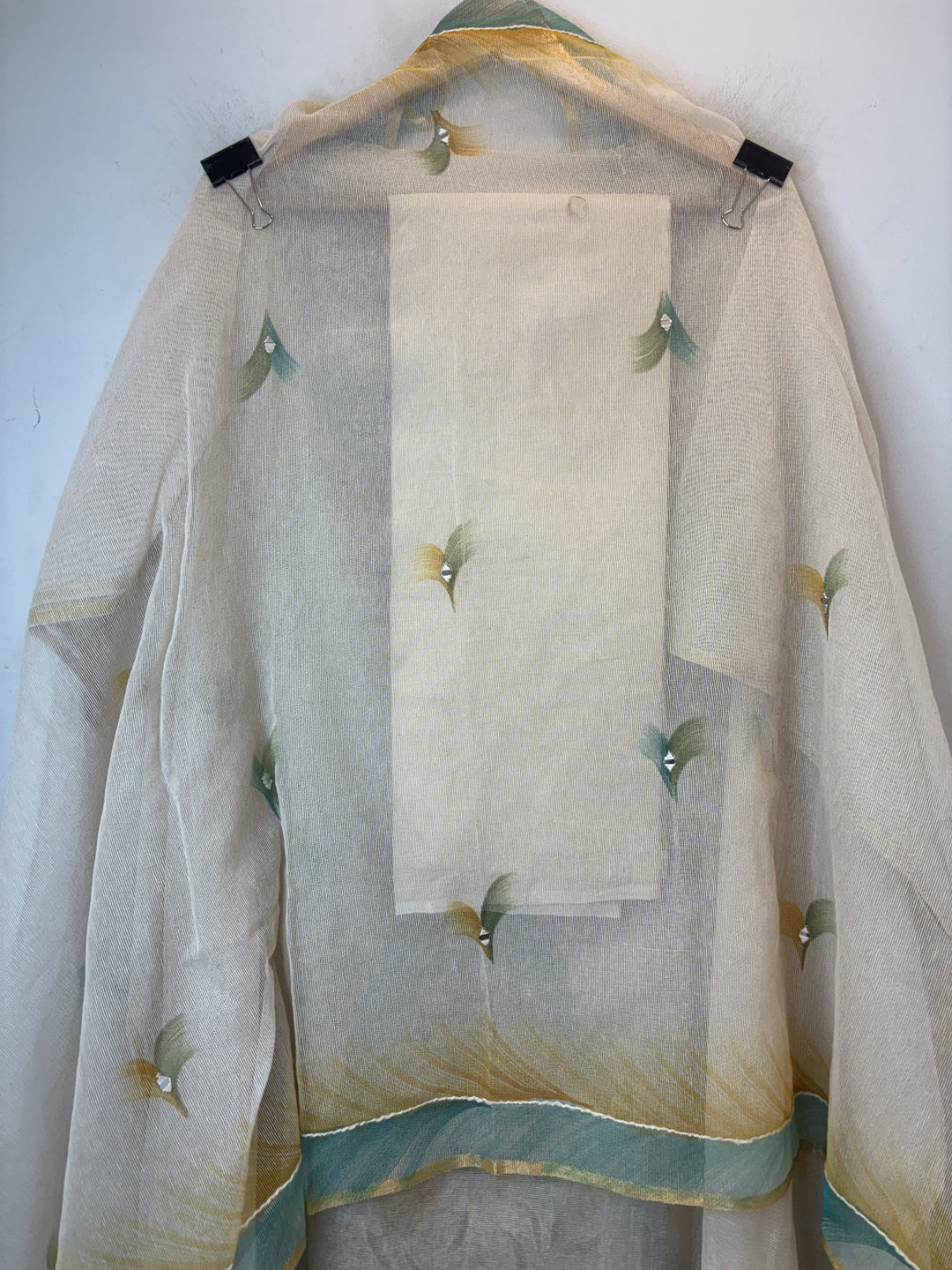 Dark Green Jute Cotton Mirror Work Suit Set