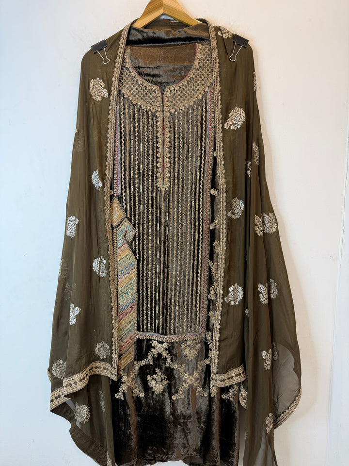 Aneza – Velvet &amp; Banarasi Organza Suit