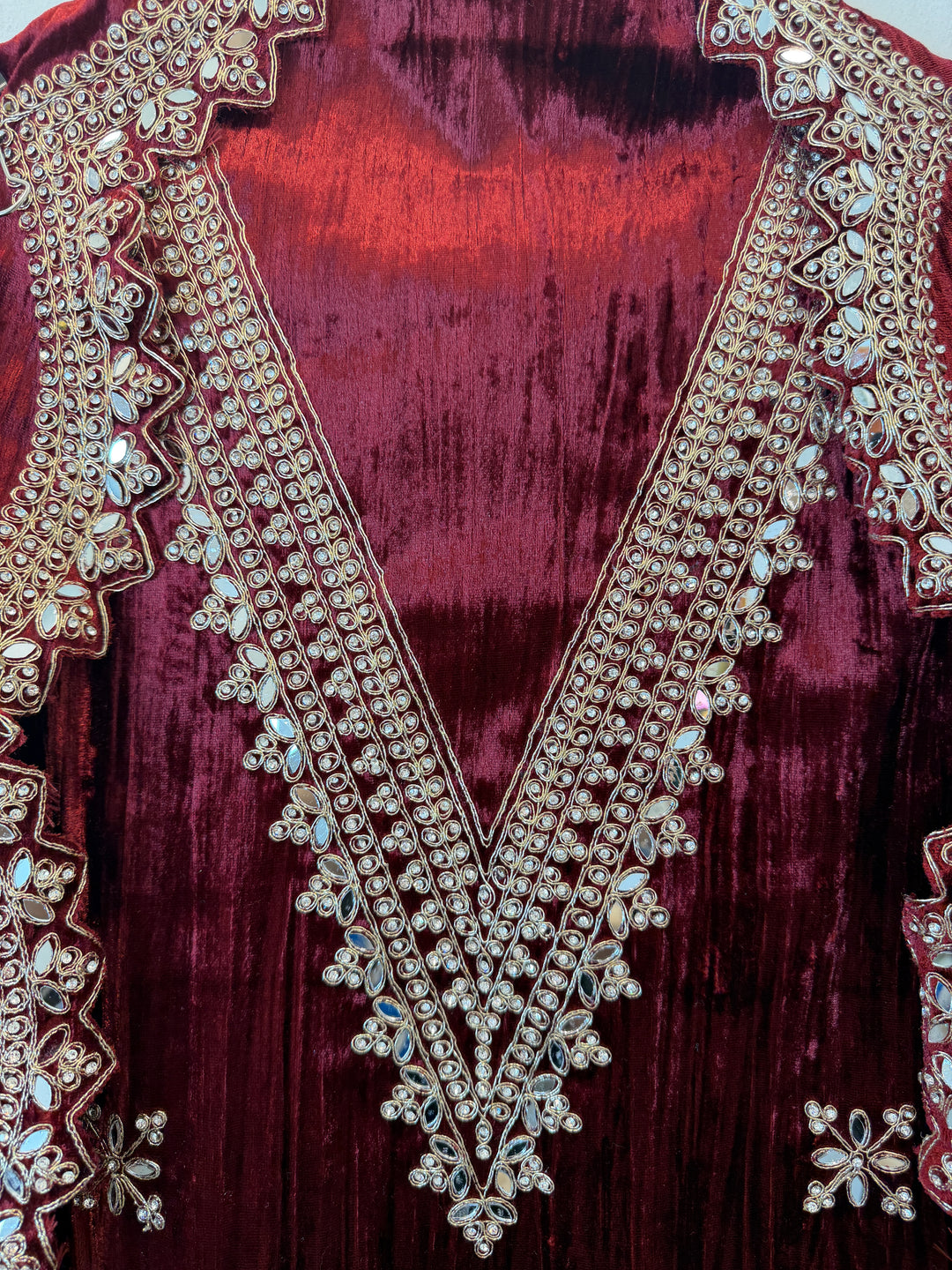 Zerina – Crushed Velvet Mirror Work Suit