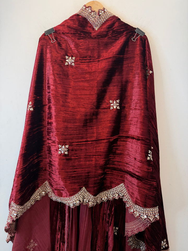 Zerina – Crushed Velvet Mirror Work Suit