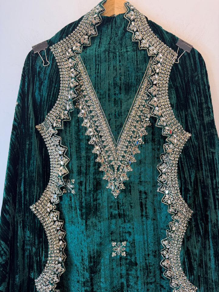 Zerina – Crushed Velvet Mirror Work Suit