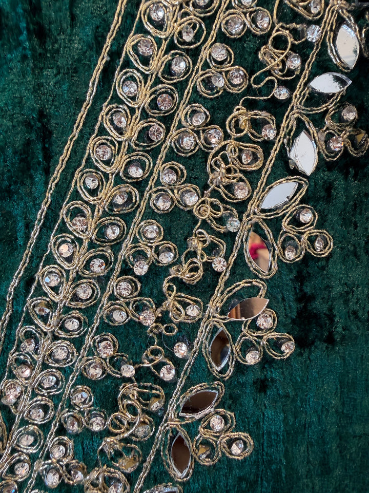 Zerina – Crushed Velvet Mirror Work Suit