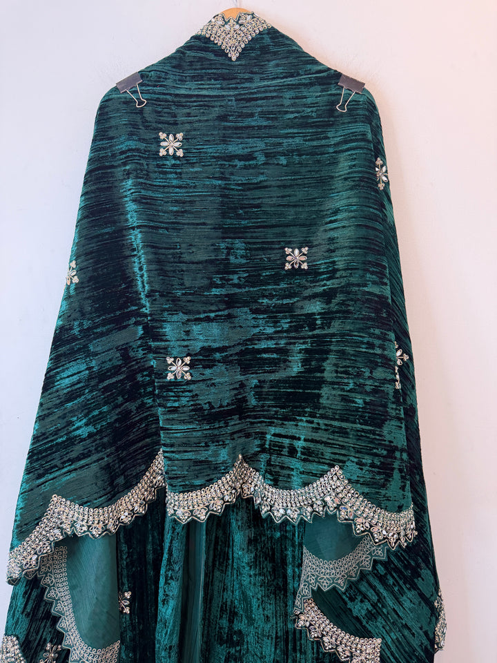 Zerina – Crushed Velvet Mirror Work Suit