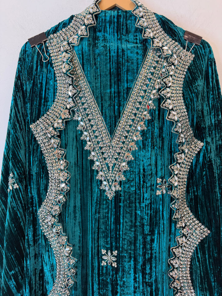 Zerina – Crushed Velvet Mirror Work Suit