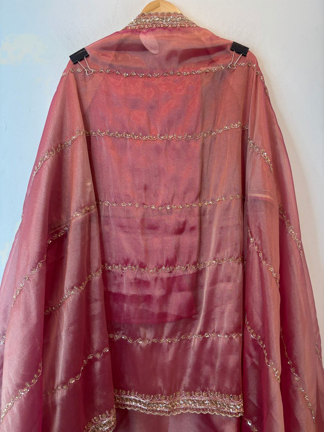 Wine Tissue Embroidered Suit Set with Dabka &amp; Cutdana Work