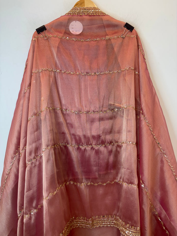 Rust Tissue Embroidered Suit Set with Dabka &amp; Cutdana Work
