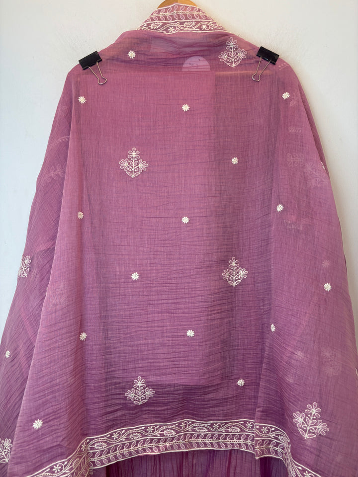 Pink Mul Cotton Embroidered Suit Set with Thread Work
