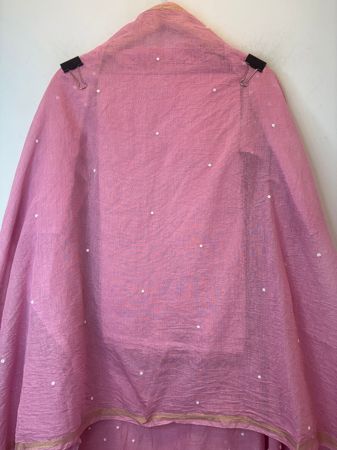 Pink Mul Chanderi Embroidered Suit Set with Pearl &amp; Cutdana Work