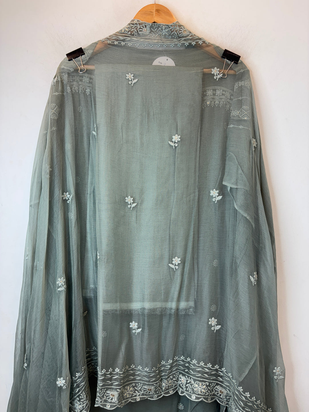 Sea Green Georgette Embroidered Suit Set with Pearl, Sequin &amp; Zari Work