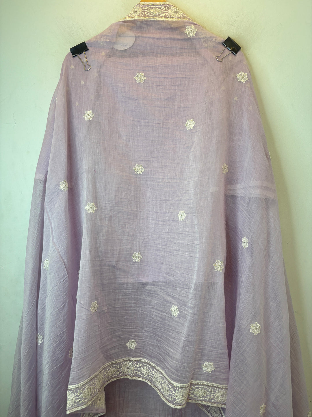 Purple Mul Cotton Embroidered Suit Set with Thread &amp; Sequin Work