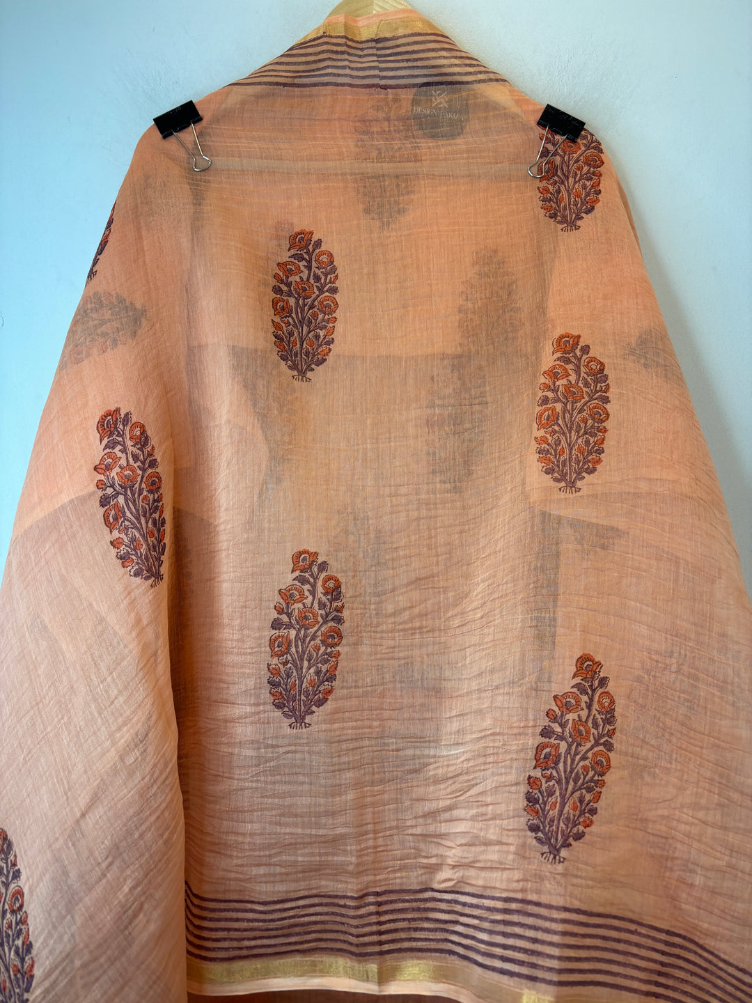 Orange Mul Cotton Block Printed Suit Set