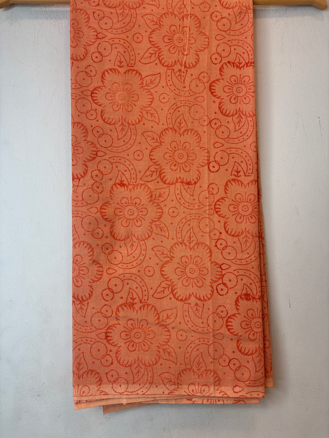 Orange Mul Cotton Block Printed Suit Set
