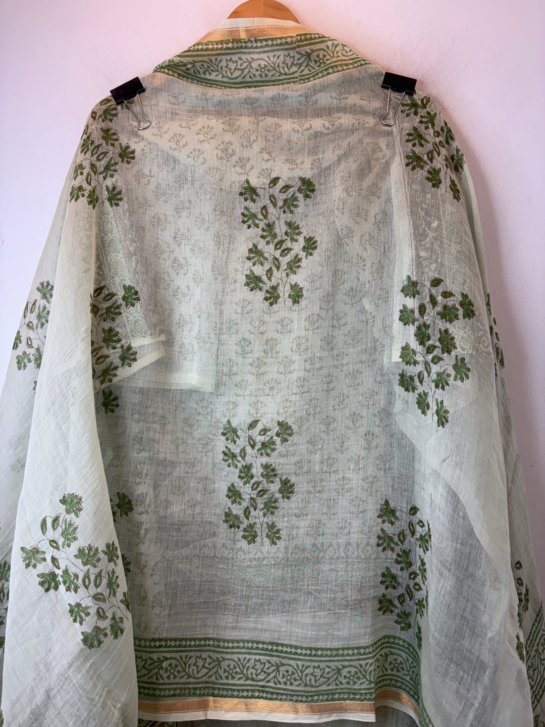 Green Mul Cotton Block Printed Suit Set