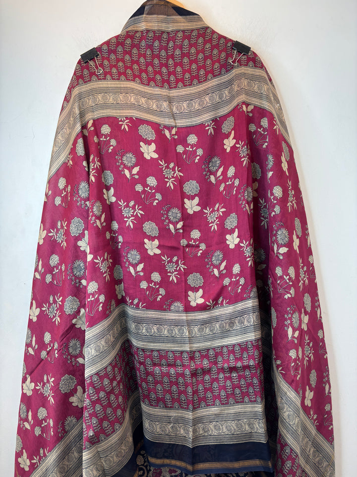 Rani Pink Pure Maheshwari Printed Suit Set