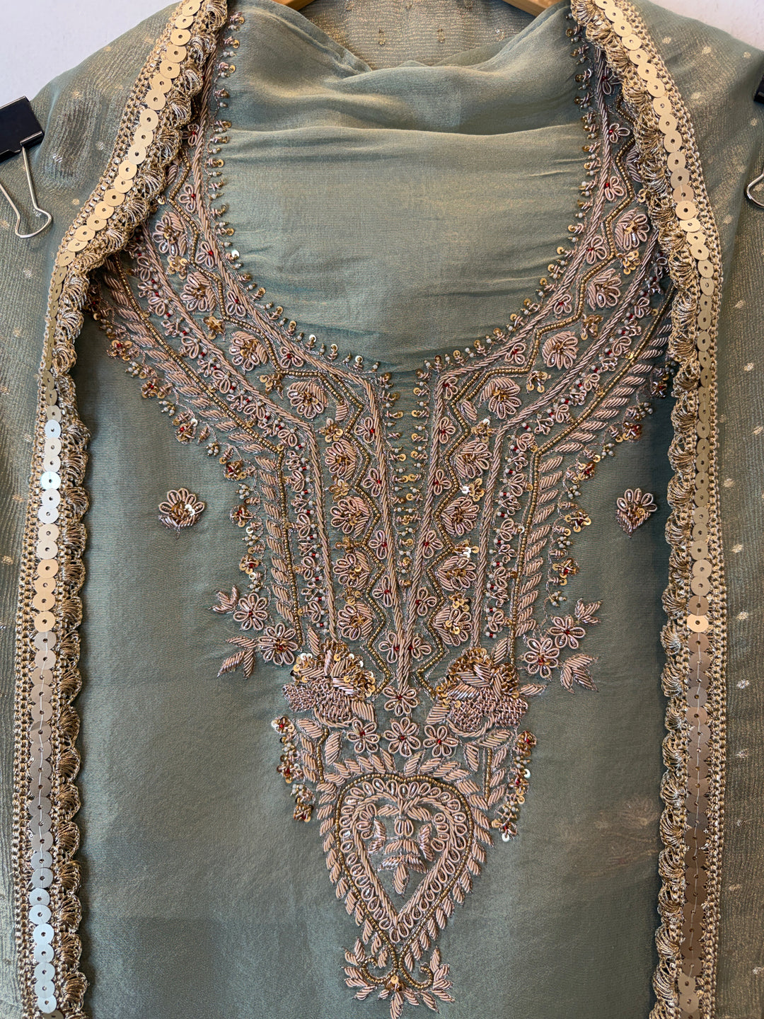 Mahira – Tissue Pearl &amp; Dabka Suit