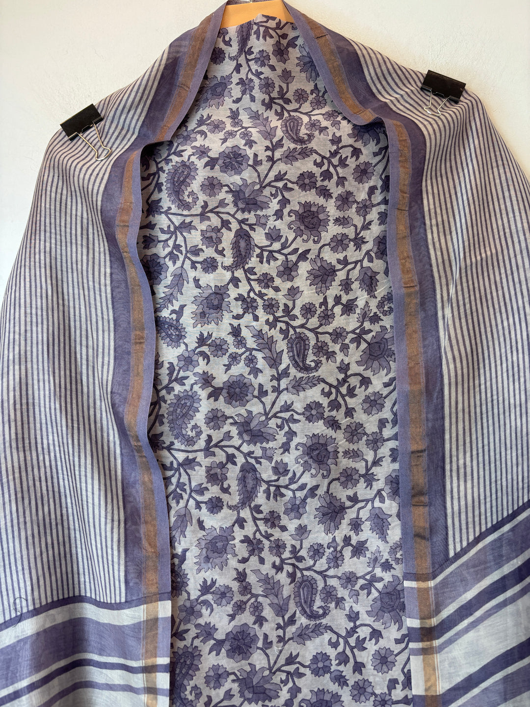 Lavender Maheshwari Fabric Suit Set with Print