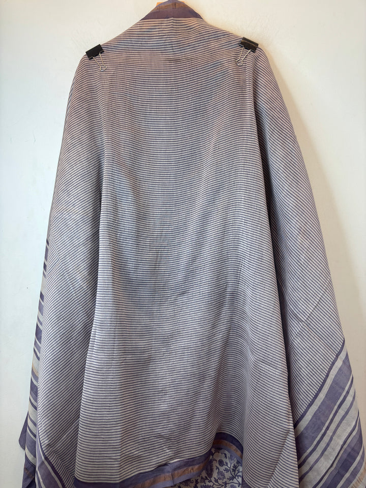 Lavender Maheshwari Fabric Suit Set with Print