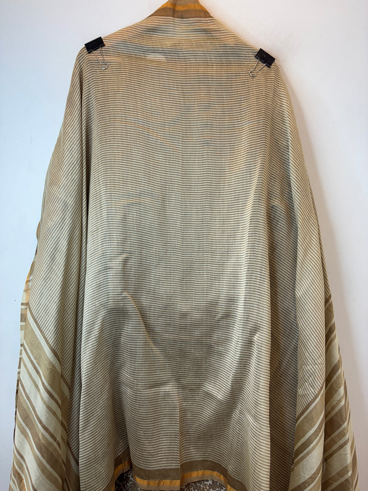 Golden Maheshwari Fabric Suit Set with Print