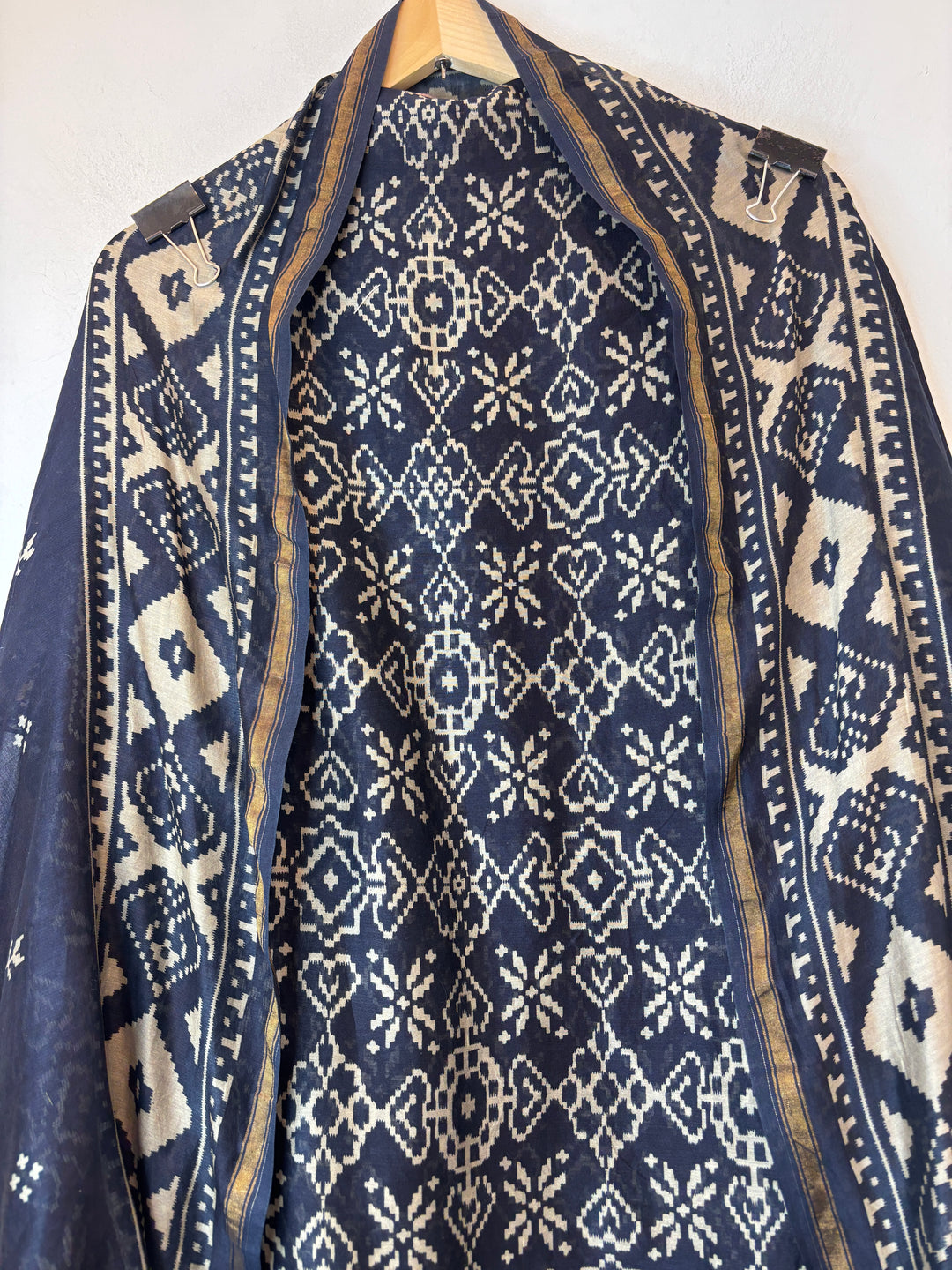 Blue Maheshwari Fabric Suit Set with Print