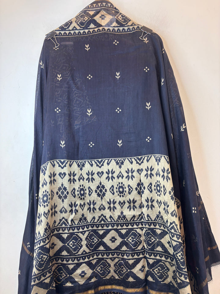 Blue Maheshwari Fabric Suit Set with Print