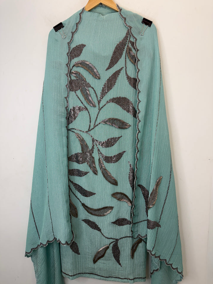 Kiyara – Crushed Tissue Metallic Handwork Suit