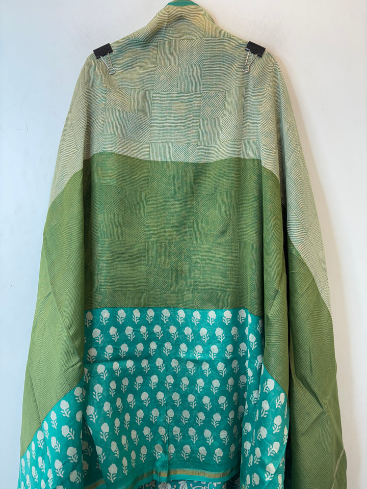 Blue Maheshwari Printed Suit Set with Booti Dupatta