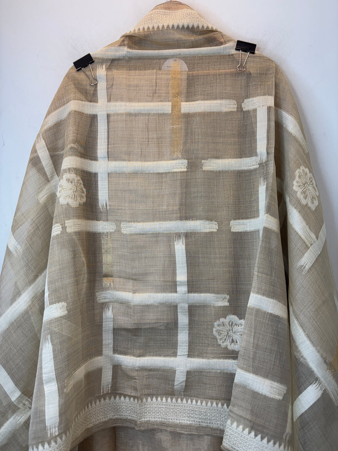 Jamdani Cotton Unstitched Suit Set with 3D Floral Embroidery