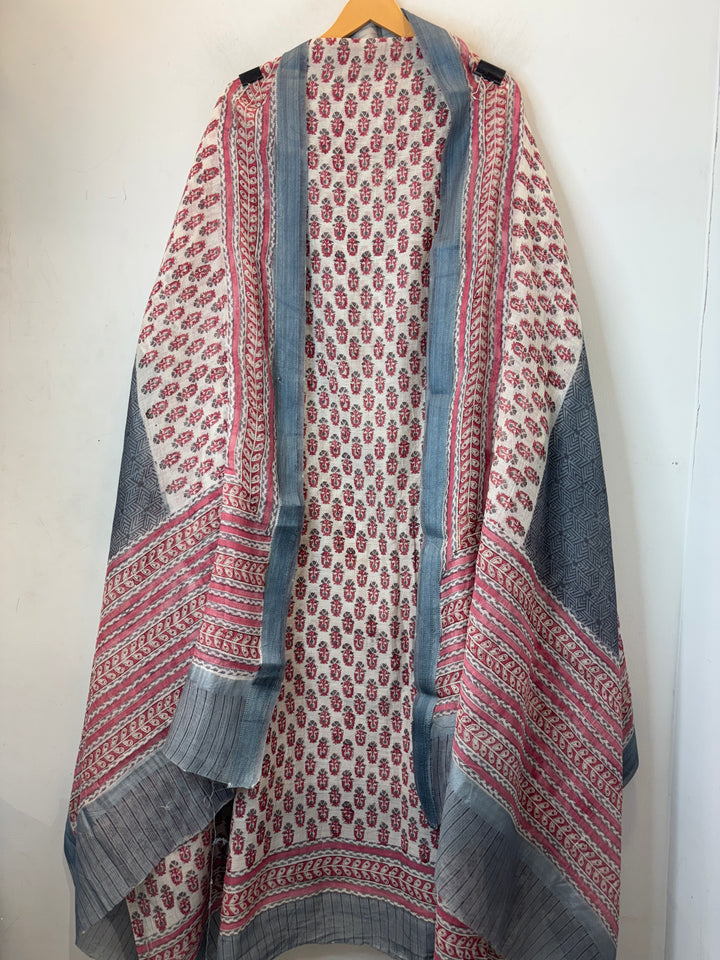 Maroon Mul Cotton Unstitched Printed Suit Set