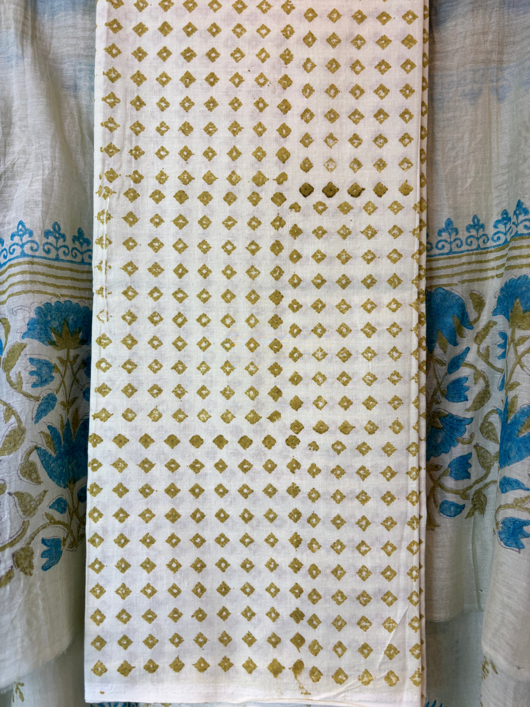Green Mul Chanderi Hand Block Printed Suit Set